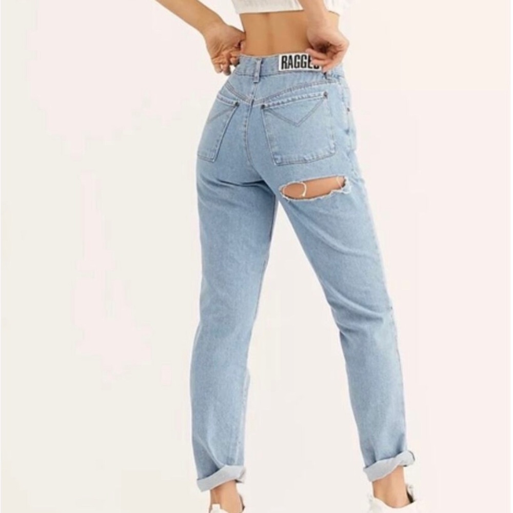 The Ragged Preist Distressed Straight Leg Distressed Jeans 26 Blues